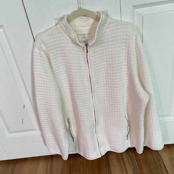 Karen Scott Cream Zip-up Jacket Size 2X - Picture 1 of 5